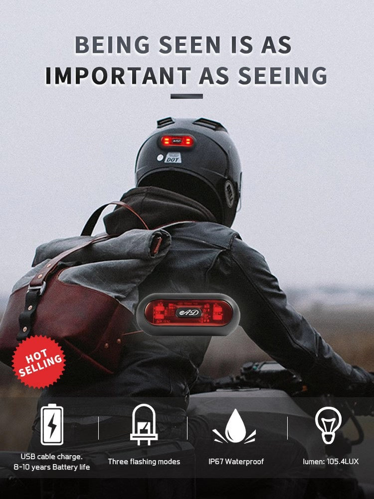 Motorcycle, Bike Helmet Safety LED Taillight (Chargeable)