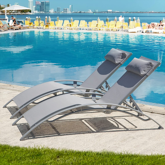 Patio Recliner Chairs with Adjustable Backrest and Removable Pillow for Indoor&Outdoor Beach Pool Sunbathing Lawn