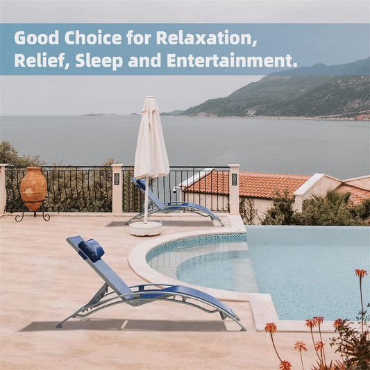 Patio Recliner Chairs with Adjustable Backrest and Removable Pillow for Indoor&Outdoor Beach Pool Sunbathing Lawn