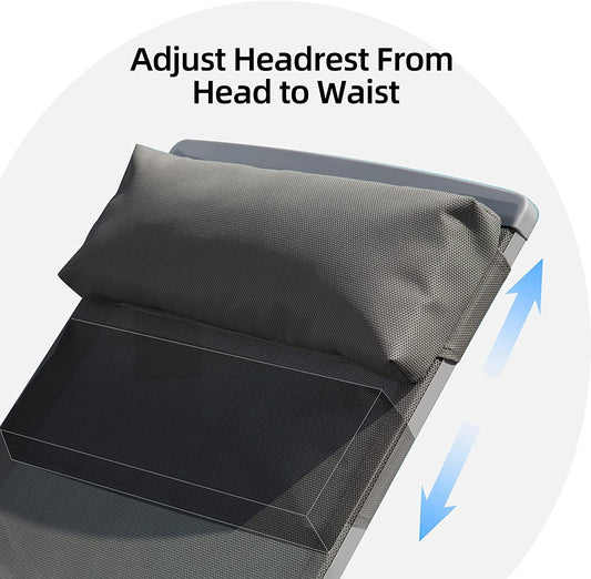 3 Pieces Aluminum Textilene Chaise Lounge Set with Side Table Outdoor,Adjustable Back