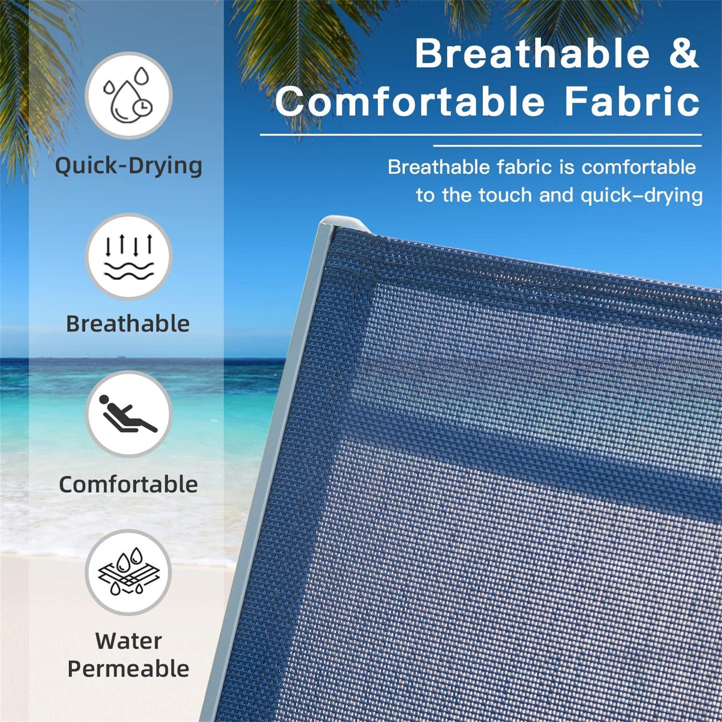 Patio Recliner Chairs with Adjustable Backrest and Removable Pillow for Indoor&Outdoor Beach Pool Sunbathing Lawn