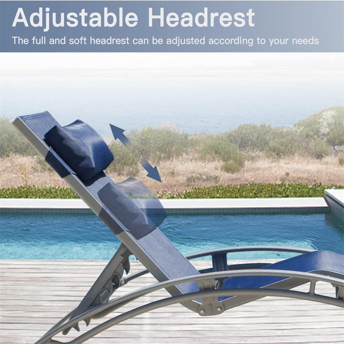 Patio Recliner Chairs with Adjustable Backrest and Removable Pillow for Indoor&Outdoor Beach Pool Sunbathing Lawn