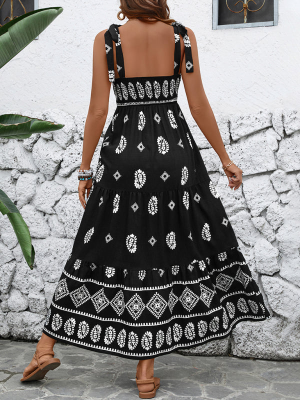 Vestido informal de tirantes con estampado étnico para vacaciones
