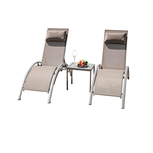 Patio Recliner Chairs with Adjustable Backrest and Removable Pillow for Indoor&Outdoor Beach Pool Sunbathing Lawn
