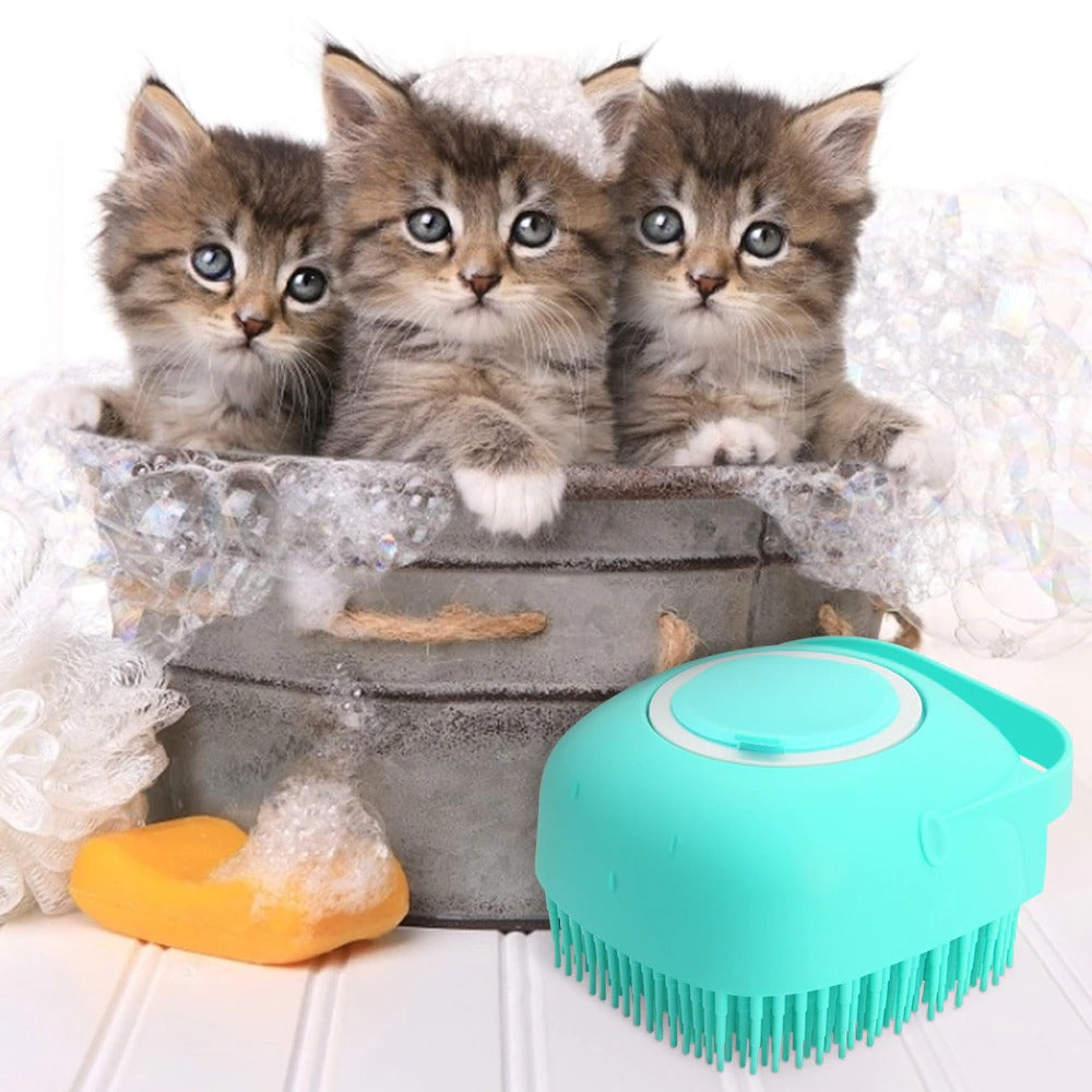 Cepillo masajeador de champú para perros, peine de masaje para gatos, depurador de aseo, cepillo de ducha para bañar el pelo corto, cepillos de silicona suave