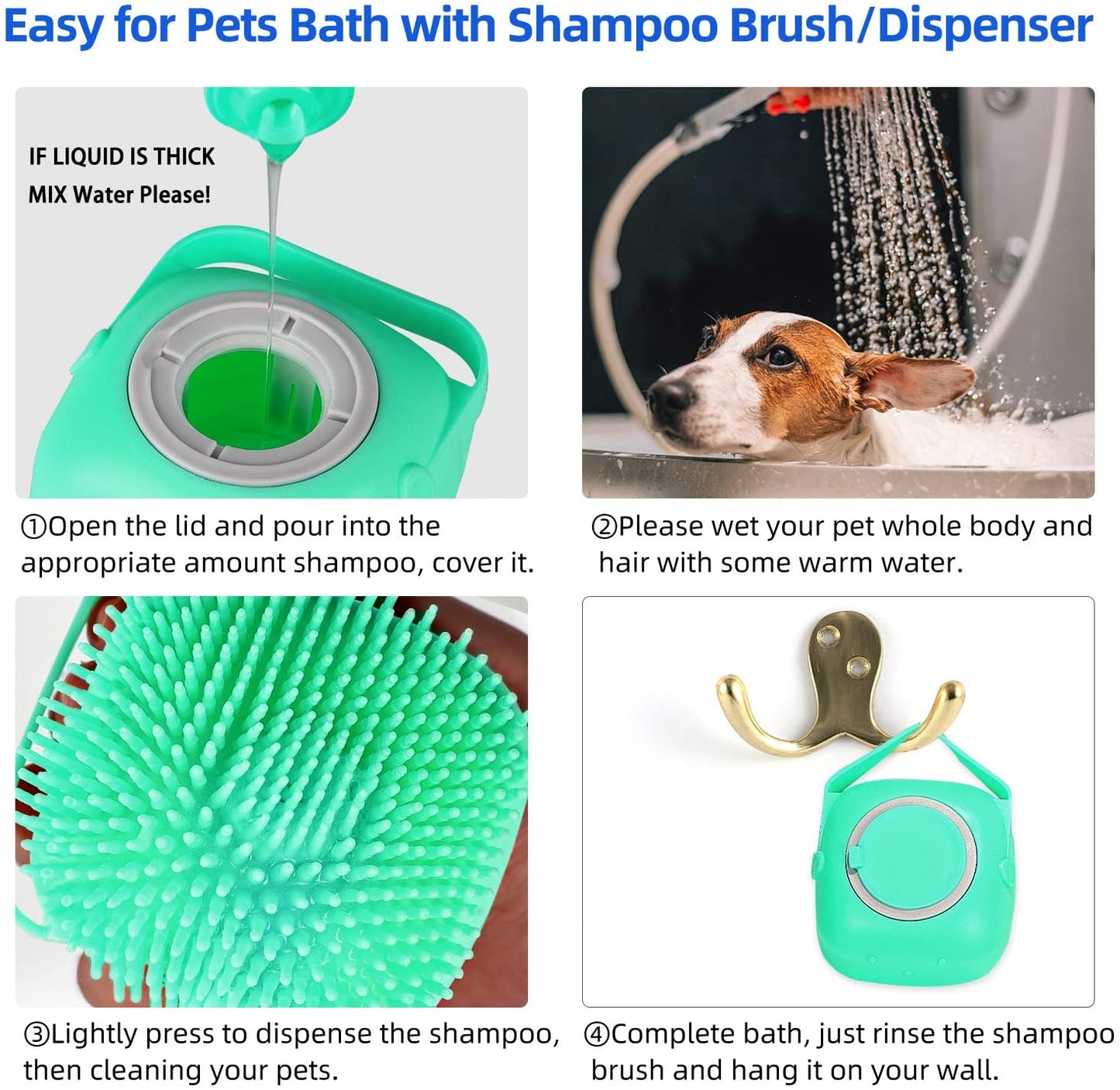 Cepillo masajeador de champú para perros, peine de masaje para gatos, depurador de aseo, cepillo de ducha para bañar el pelo corto, cepillos de silicona suave