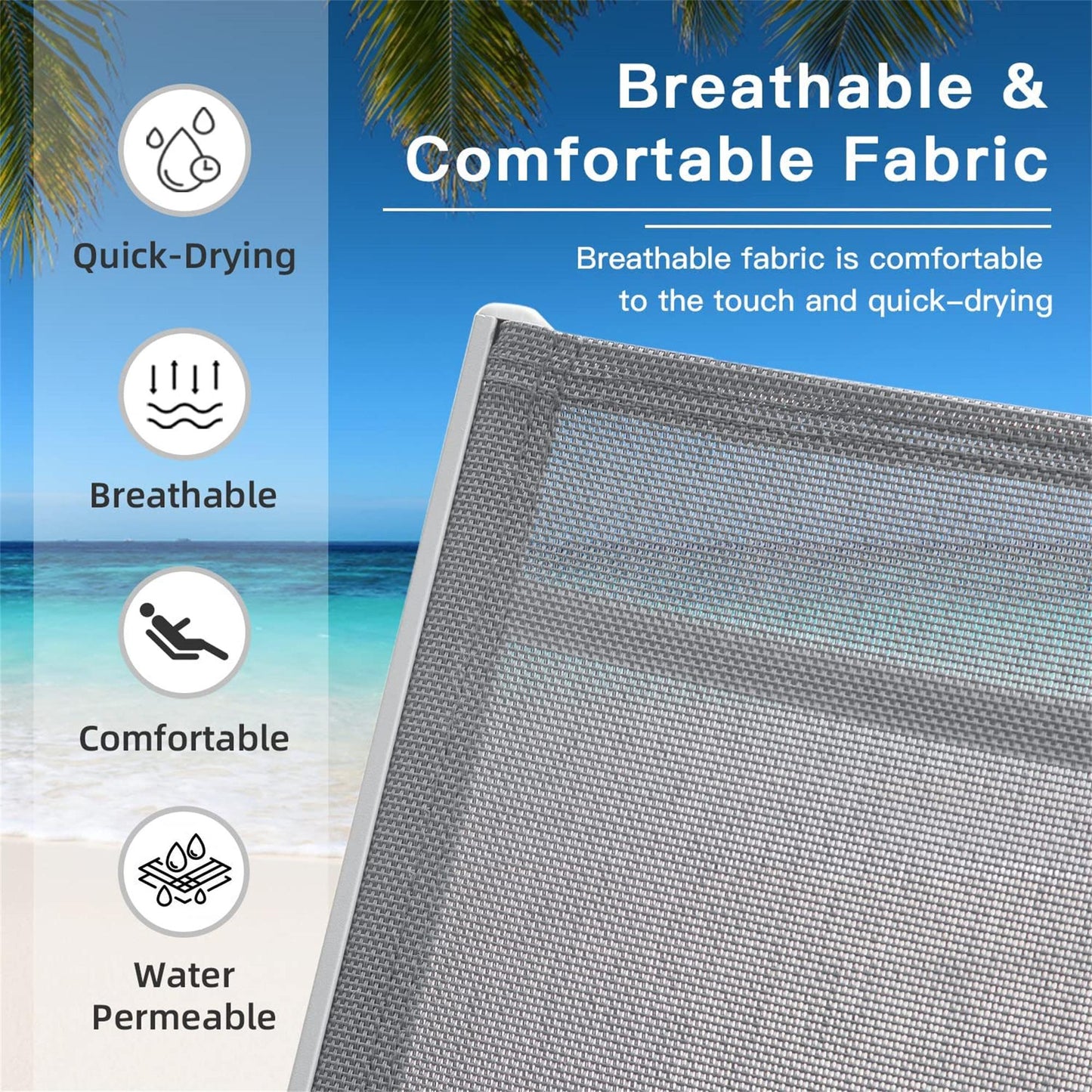 Patio Recliner Chairs with Adjustable Backrest and Removable Pillow for Indoor&Outdoor Beach Pool Sunbathing Lawn
