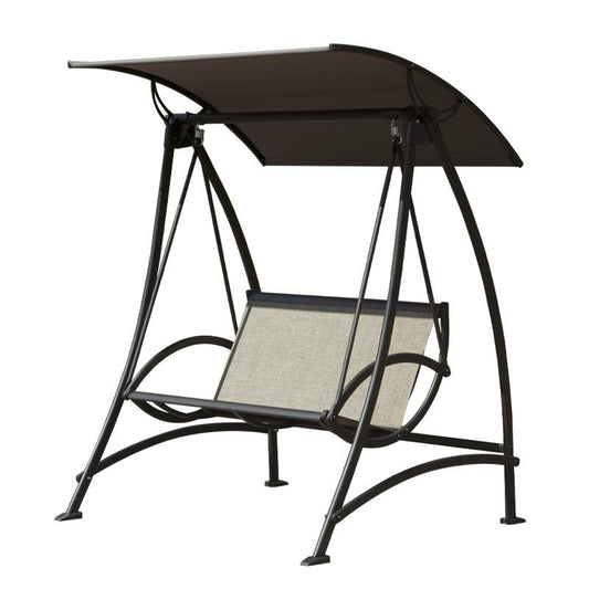 Outdoor Porch Swing with Adjustable Canopy and Durable Steel Frame, Patio Swing Glider for Garden, Deck, Porch, Backyard