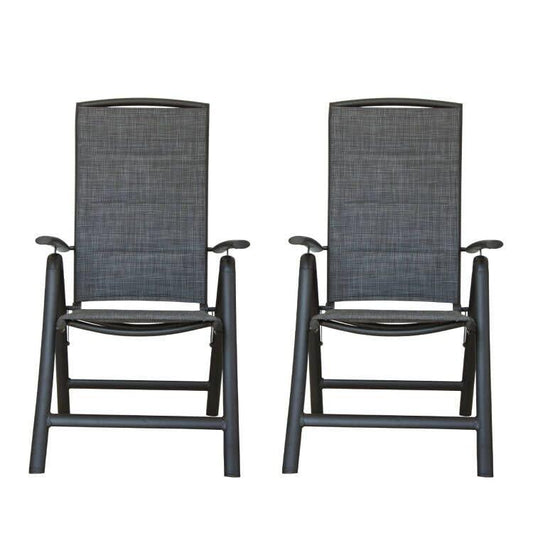 Folding Patio Chairs Set of 2, Aluminium Frame Reclining Sling Lawn Chairs with Adjustable High