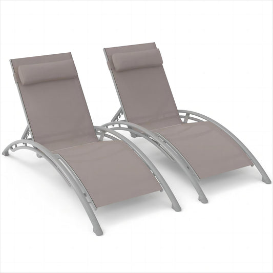 Patio Recliner Chairs with Adjustable Backrest and Removable Pillow for Indoor&Outdoor Beach Pool Sunbathing Lawn