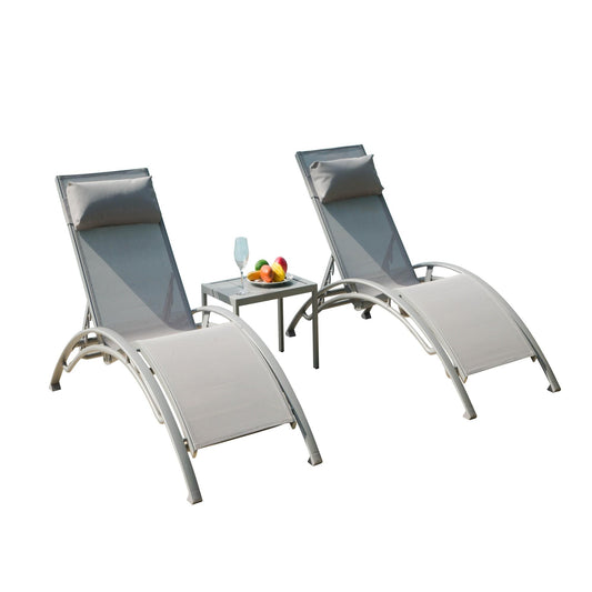 Patio Recliner Chairs with Adjustable Backrest and Removable Pillow for Indoor&Outdoor Beach Pool Sunbathing Lawn