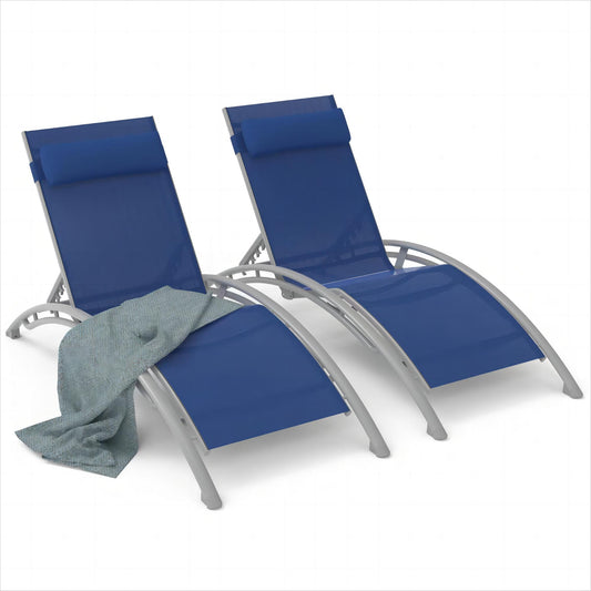 Patio Recliner Chairs with Adjustable Backrest and Removable Pillow for Indoor&Outdoor Beach Pool Sunbathing Lawn