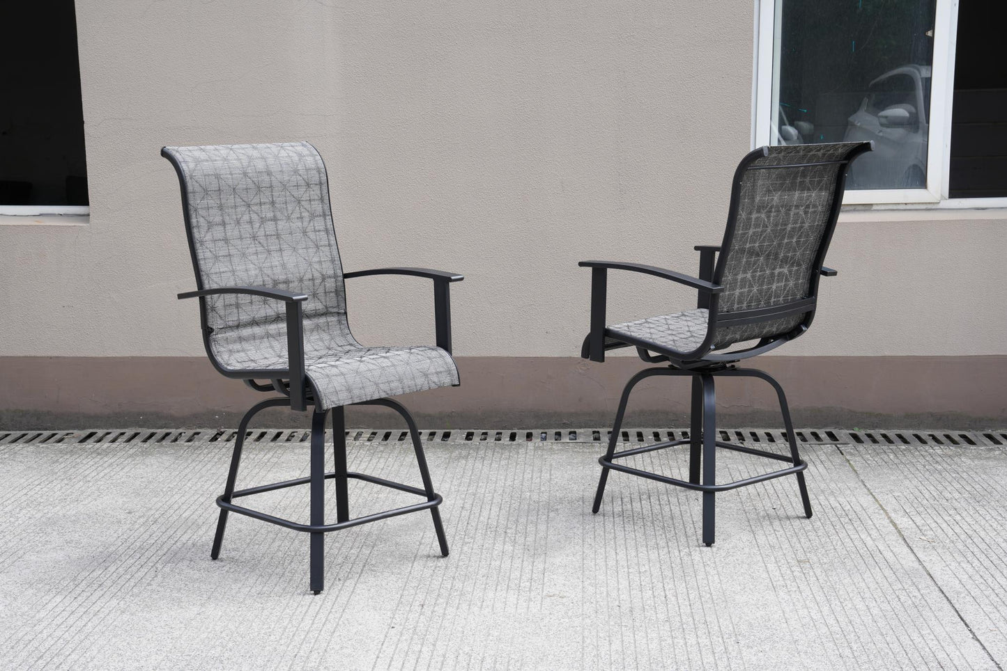 Swivel Bar Chair, Coffee Grey, 2 PCS