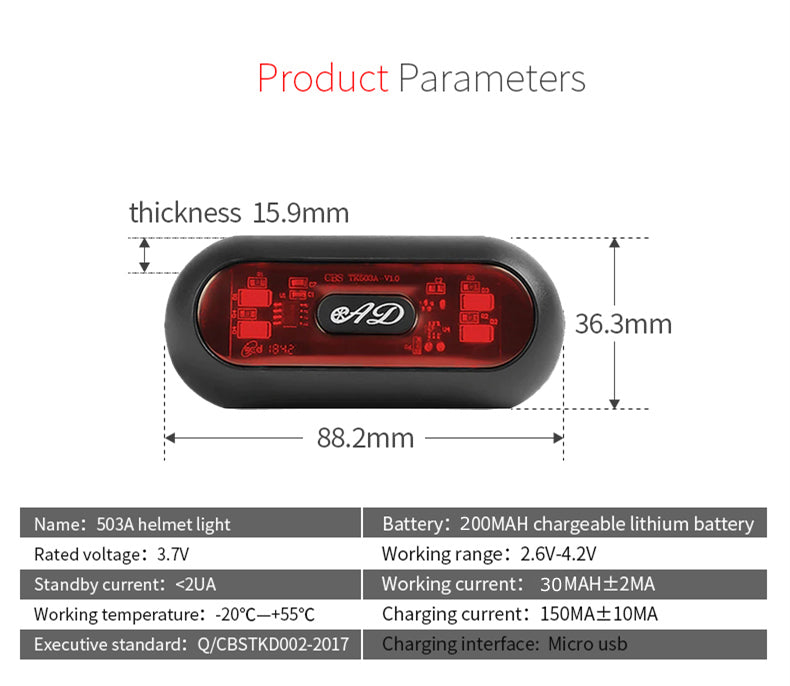 Motorcycle, Bike Helmet Safety LED Taillight (Chargeable)