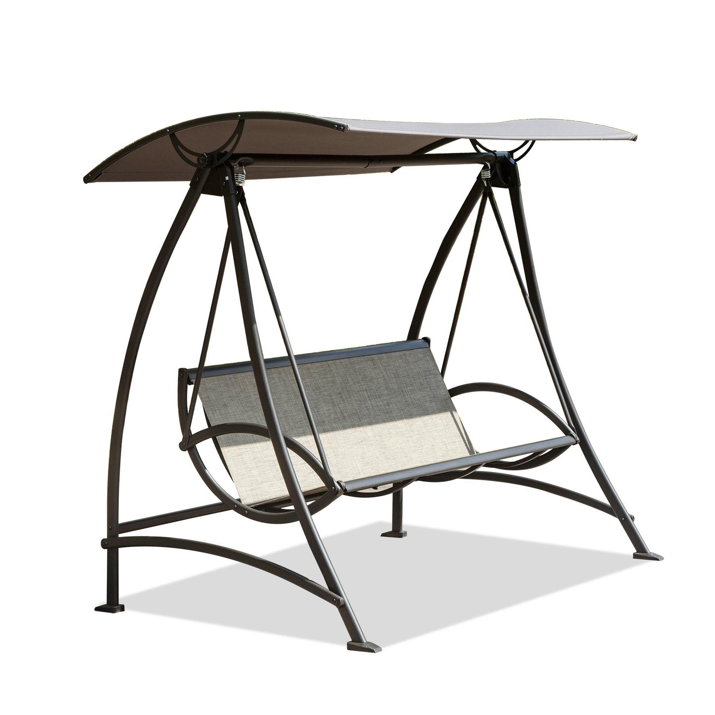 Outdoor Porch Swing with Adjustable Canopy and Durable Steel Frame, Patio Swing Glider for Garden, Deck, Porch, Backyard