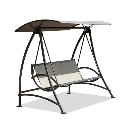 Outdoor Porch Swing with Adjustable Canopy and Durable Steel Frame, Patio Swing Glider for Garden, Deck, Porch, Backyard