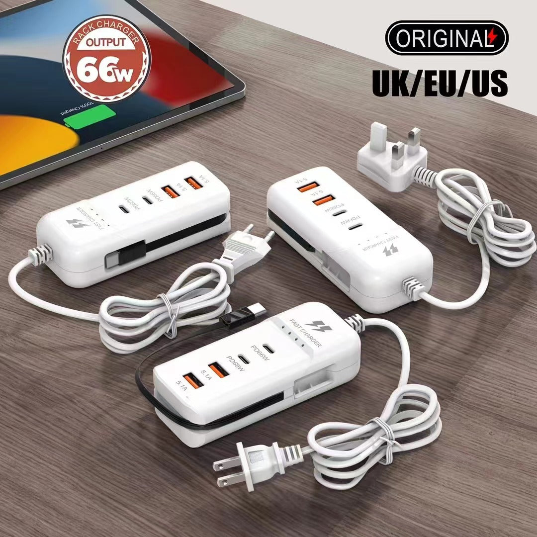 Mobile Phone Charger Socket Multi-port Pd Charger Type-c Cable Universal Usb Extension Cable Dual Pd5.1A