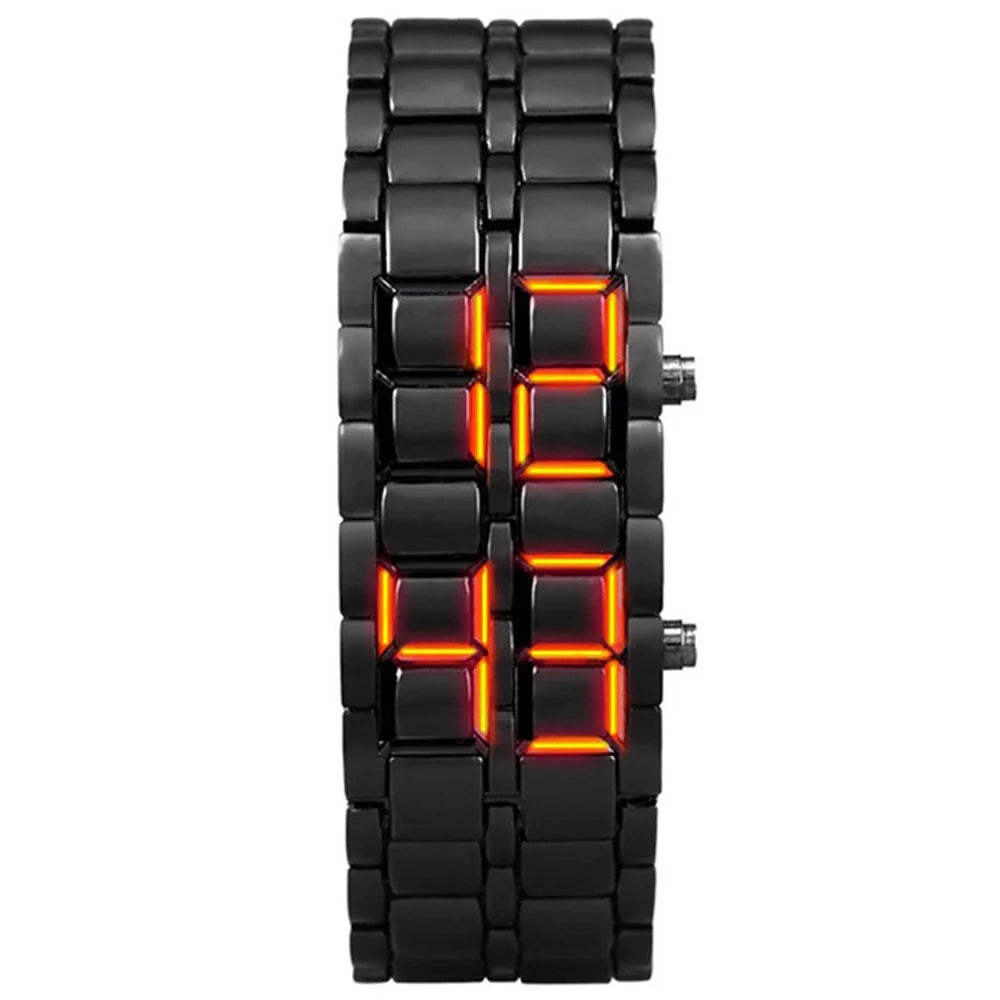 Fashion Mens Digital Lava Wrist Watch | Full Metal LED Display Timepiece