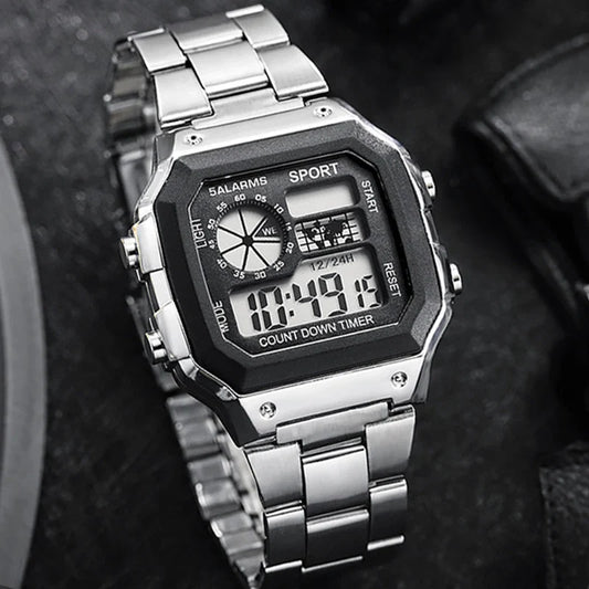 MAYZHISU Classic Men's Digital Watch | Luxury Stainless Steel Sport Watch