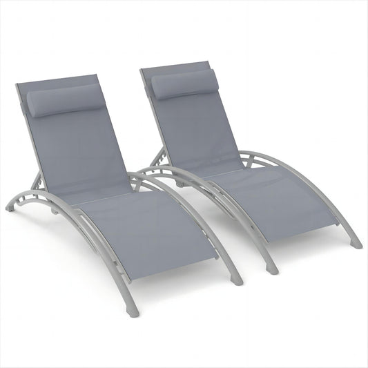Patio Recliner Chairs with Adjustable Backrest and Removable Pillow for Indoor&Outdoor Beach Pool Sunbathing Lawn