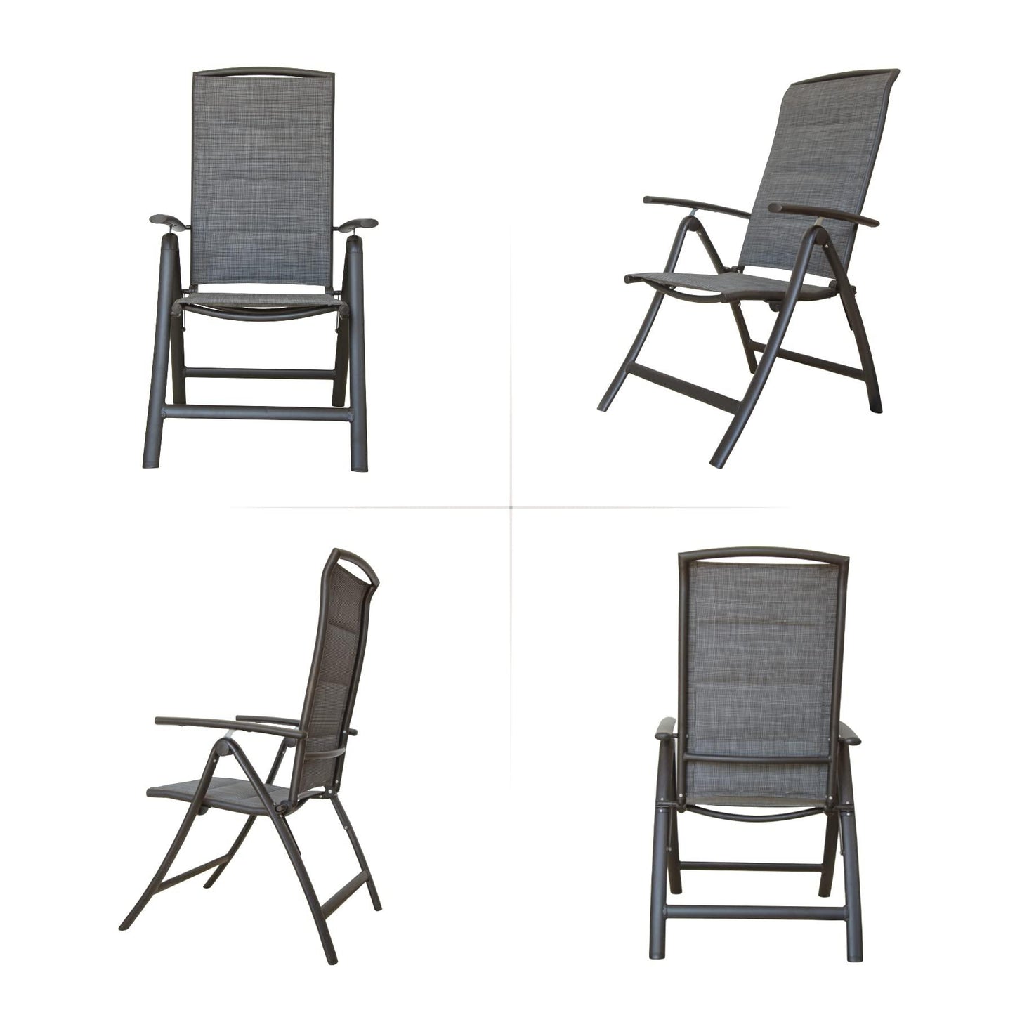 Folding Patio Chairs Set of 2, Aluminium Frame Reclining Sling Lawn Chairs with Adjustable High