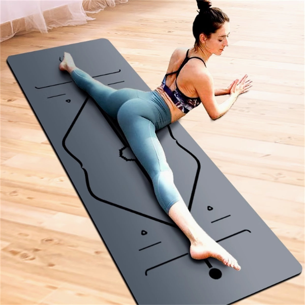 Tapis de Yoga Professionnel Antidérapant en Caoutchouc Naturel de 5 mm d'épaisseur
